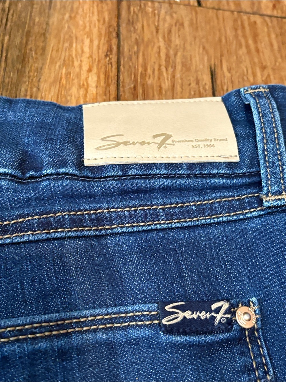 Seven7 Jeans Womens Size 16 Tummyless High Rise Skinny Denim Blue Dark Wash Boho - Picture 6 of 6